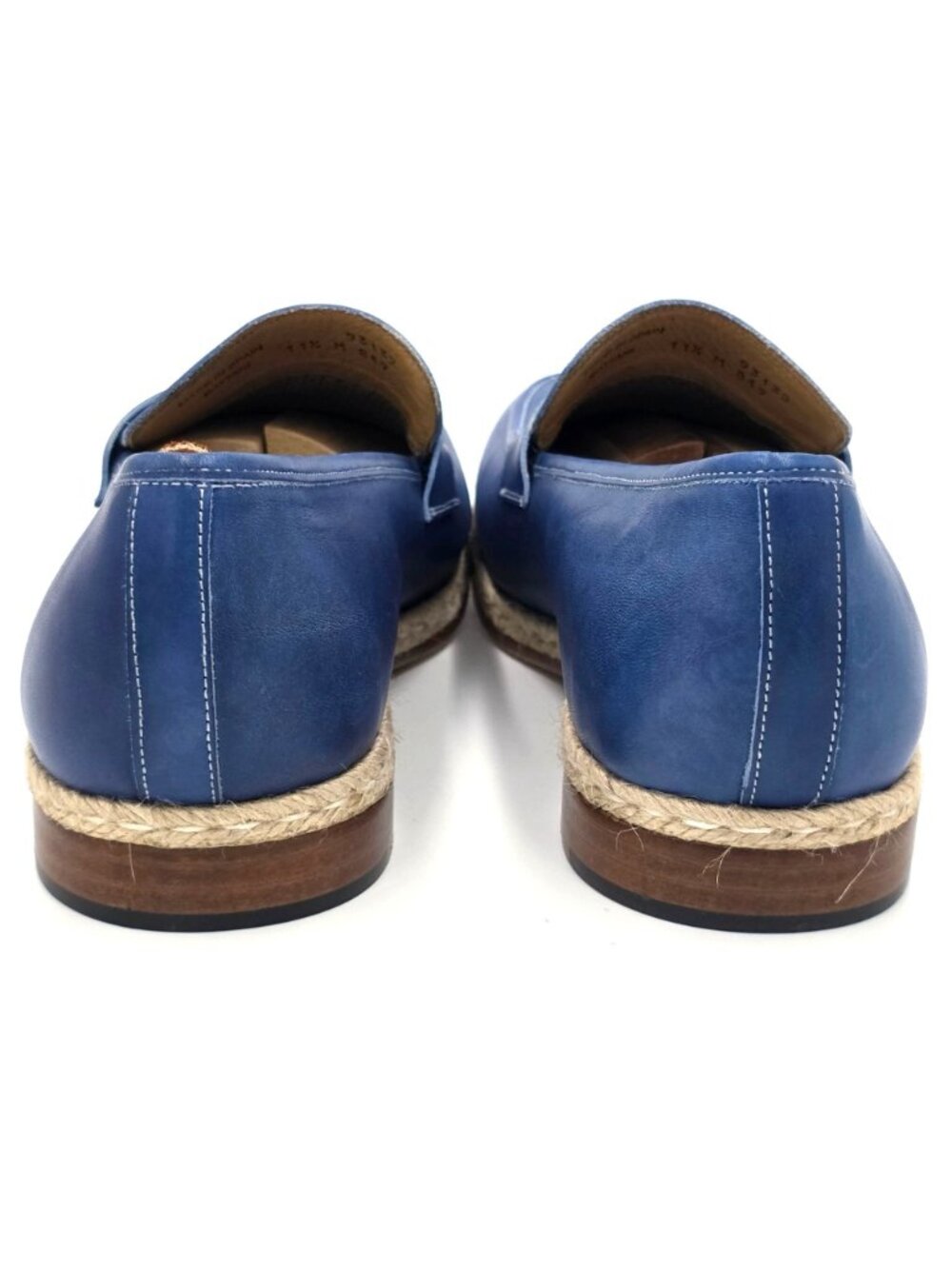 NEW Mezlan Mens 11.5M Spain Blue Dress Shoes Leather Penny Loafers Espadrilles - Picture 5 of 12
